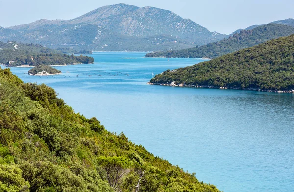 Hazy Estate Costa Adriatica Con Isole All Orizzonte Croazia — Foto Stock