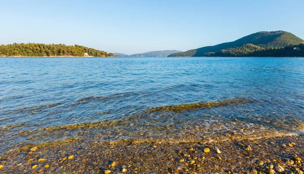 Beautiful Hazy Summer Lefkada Coastline Landscape Nydri Greece Ionian Sea — Stock Photo, Image