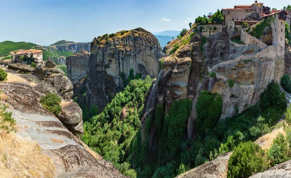 Yaz Meteora Önemli Kayalık Hıristiyanlık Dini Manastır Yunanistan Karmaşık — Stok fotoğraf