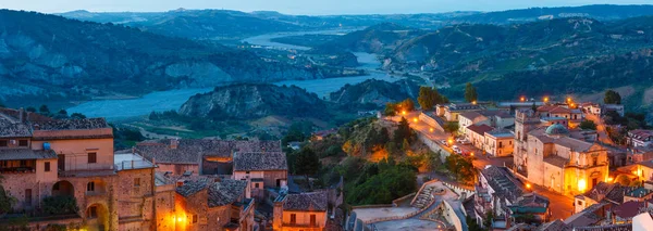 Lever Soleil Vieux Médiéval Stilo Famos Calabre Vue Sur Village — Photo