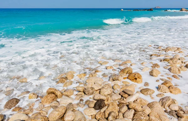 Verão Bonito Lefkada Costa Praia Pedregosa Grécia Mar Jónico — Fotografia de Stock
