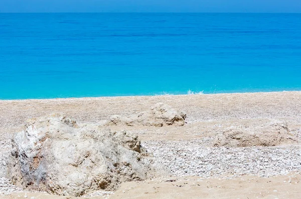 Красиві Влітку Пляж Білий Egremni Панорама Іонічного Моря Острові Лефкас — стокове фото
