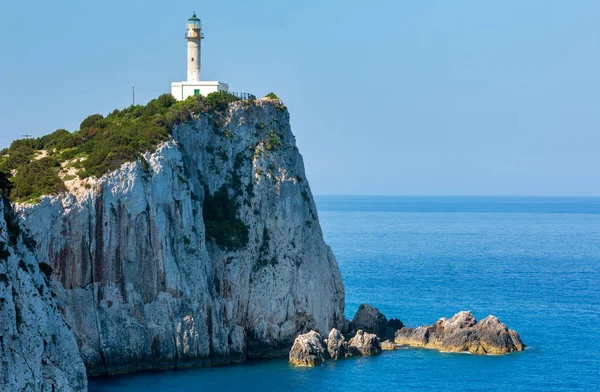 Lefkas Güney Cape Adası Deniz Feneri Lefkada Yunanistan Ionian Sea — Stok fotoğraf