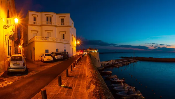 Noite Castelo de Gallipoli, Puglia, Itália — Fotografia de Stock