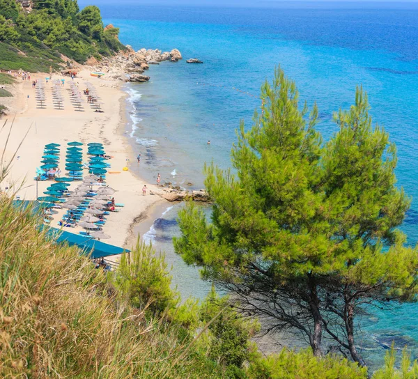 Wybrzeże Morza Egejskiego z beach (Grecja). — Zdjęcie stockowe