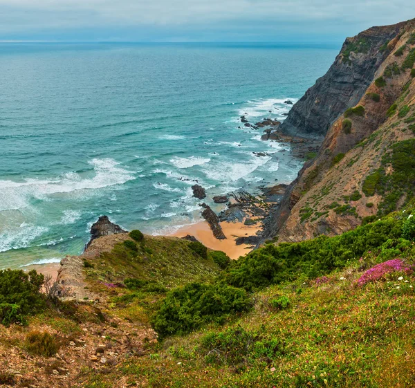 Summer Atlantic rocky coast (Algarve, Portugal). Stock Image