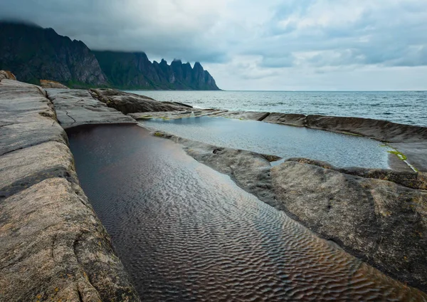 Summer Senja coast (Jagged Ersfjord, Norway, polar ) — Stock Photo, Image