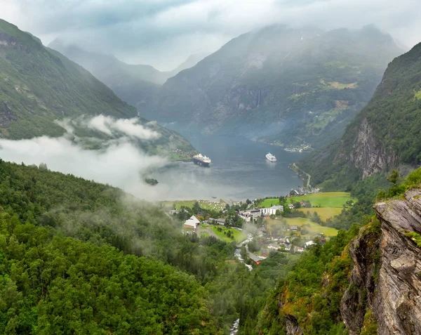 Geiranger Fjord from Dalsnibba mount, Norge — Stock Photo, Image