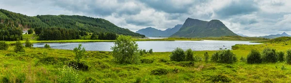 Lofoten fjord summer overcast view — Stock Photo, Image