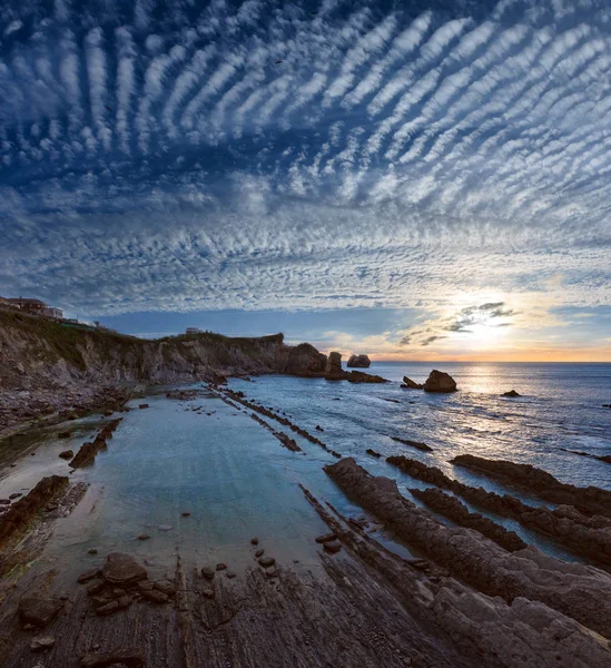 Sunset Arnia Beach kıyı şeridi manzara — Stok fotoğraf