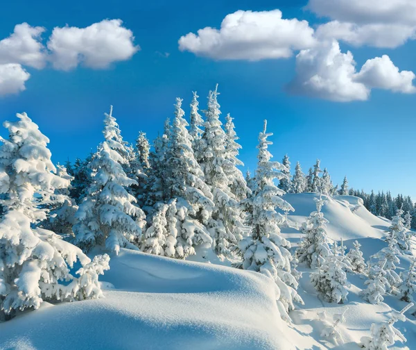 Snowdrifts en invierno nevado cubierto ladera de la montaña — Foto de Stock