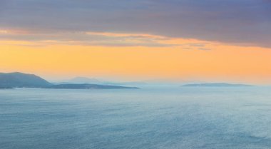 Gün batımı Lefkas Adası kıyıya, Yunanistan