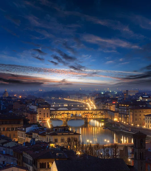 Noche Florencia vista superior, Italia — Foto de Stock