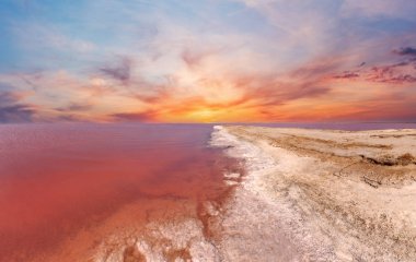 Sunset pink salty Syvash Lake, Ukraine clipart