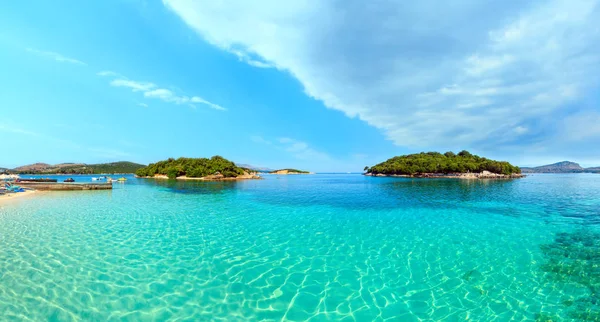 Ksamil beach panoraması, Arnavutluk — Stok fotoğraf