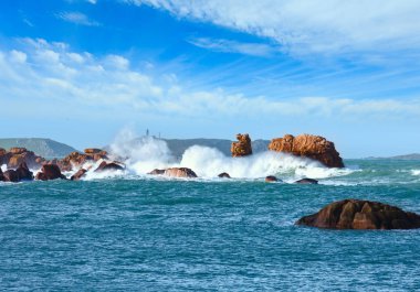Tregastel sahil manzaralı, Brittany, Fransa