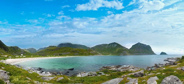 Pláž Haukland, Norsko, Lofoten — Stock fotografie