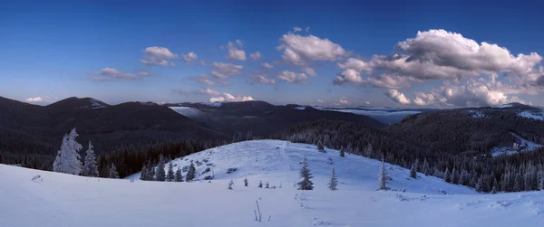 Predawn зимові гори panorama (Карпатський, Україна). — стокове фото