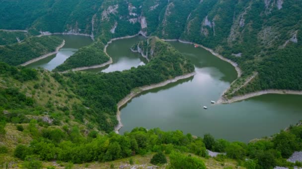 Hermosa Vista Verano Del Cañón Del Río Uvac Meandros Serbia — Vídeos de Stock