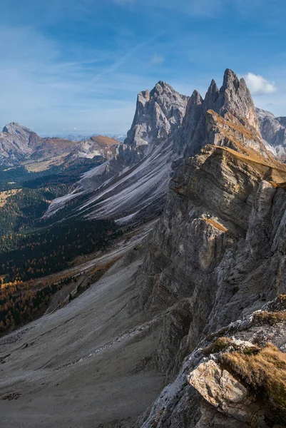 Malerische Herbstliche Berglandschaft Der Alpen Berühmte Italienische Dolomiten Seceda Majestätischer — Stockfoto