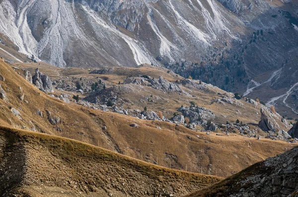 Pittoresca Scena Alpina Autunnale Vista Dalle Famose Dolomiti Seceda Rock — Foto Stock