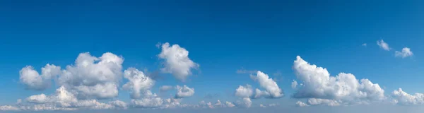 White Cumulus Clouds Blue Sky Panoramic High Resolution Background — Stock Photo, Image