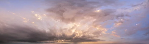 Fluffy Clouds Evening Overcast Sky Panoramic View Climate Environment Weather — Stock Photo, Image