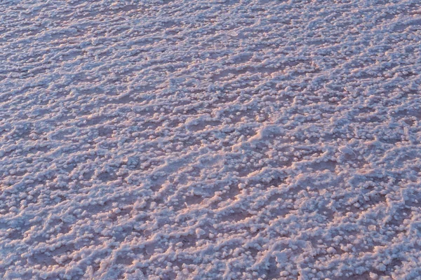 ピンクの塩の自然の背景の結晶 Genichesk非常に塩辛い湖 結晶塩堆積物と微細藻類によって着色 ウクライナ — ストック写真