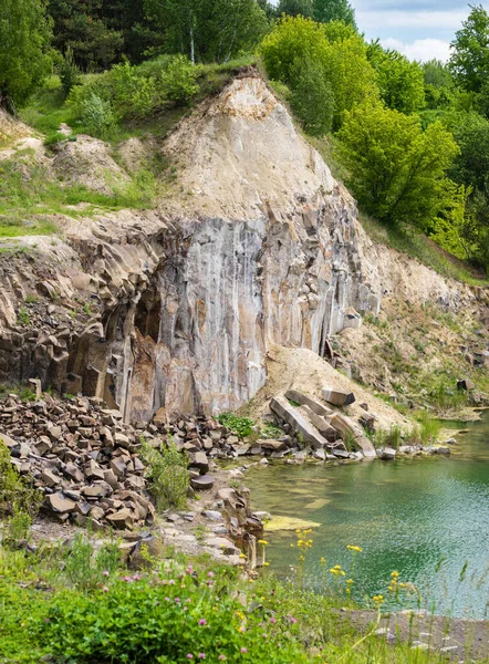 Summer Basalt Pillars Geological Reserve Basaltove Lake Kostopil District Rivne — Stock Photo, Image