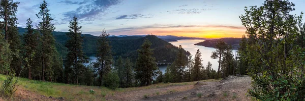 Magnifique Coucher Soleil Haut Sentier Randonnée Populaire Dans Nord Idaho — Photo