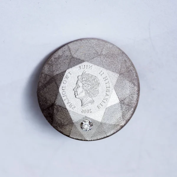 Diamond Shape Silver Coin Diamond Embedded Side Coin — Stock Photo, Image