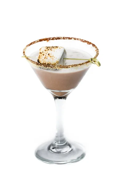 Chocolate Cocktail Marshmallow Vodka Garnished Gram Cracker Rim Toasted Marshmallow — Stock Photo, Image