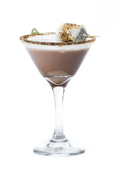 Cóctel Chocolate Con Vodka Malvavisco Adornado Con Borde Galleta Gramo — Foto de Stock