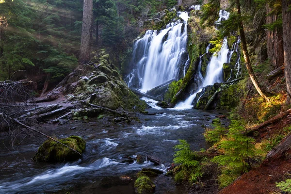 Hermosa Cascada Sur Oregon Disparó Una Fría Tarde Invierno Con — Foto de Stock