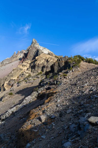 Nahaufnahme Der Gesteinsdetails Und Schichten Die Den Thielsen Oregon Bilden — Stockfoto