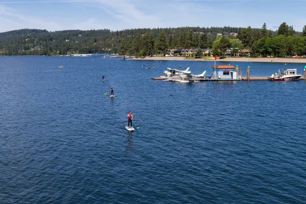 Paddle boarding in Coeur d' Alene — Stock Photo, Image