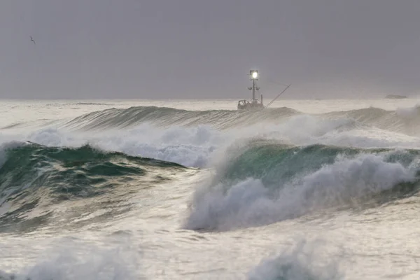 Carta Pesca Costa Oregon Com Mar Agitado Como Dia Chega — Fotografia de Stock