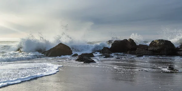 Rotsachtige Kustlijn Nesika Beach Oregon Laat Middag Met Zon Nadert — Stockfoto