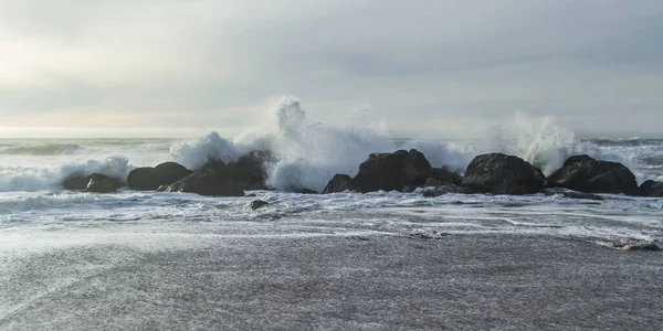Litorale Roccioso Nesika Beach Oregon Nel Tardo Pomeriggio Con Sole — Foto Stock