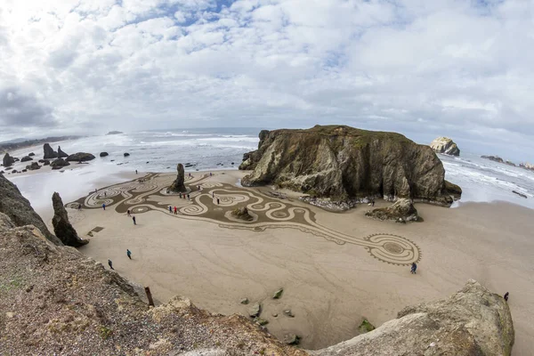 Bandon Sea Oregon Usa March 2020 Elevated View Beautiful Labyrinth — Stock Photo, Image