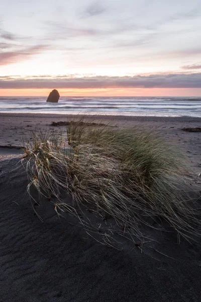 Tarde Tranquila Gold Beach Con Puesta Sol Detrás Una Espesa —  Fotos de Stock