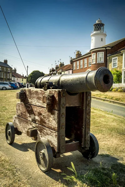 Cannon Green Front Southwold Lighthouse Suffolk — Stock Photo, Image