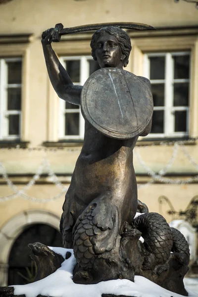 Статуя Русалки Варшавы Символ Польского Города — стоковое фото