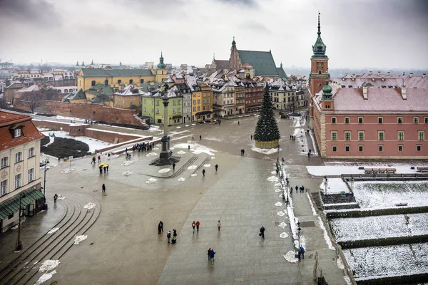 Pohled Varšavské Staré Město Královského Hradu Zikmund Sloupec — Stock fotografie