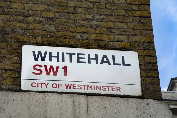 Whitehall Street Skylt Westminster Centrala London — Stockfoto