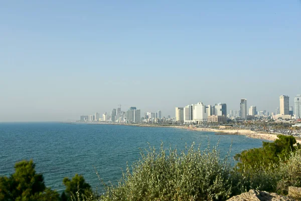 Widok na nasyp Tel Awiwu ze Starego Jaffa, Izrael , — Zdjęcie stockowe