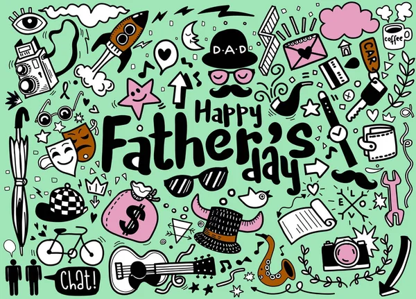 Happy Fathers Day Hand Drawn Illustration Isolated Background Text — Stock Vector