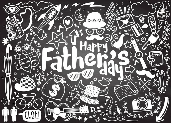 Happy Fathers Day Hand Drawn Illustration Isolated Background Text — Stock Vector