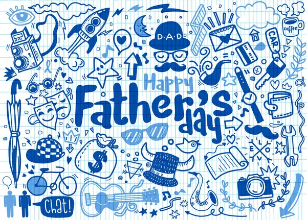 Happy Fathers Day Hand Drawn Illustration Isolated Background Text — Stock Vector