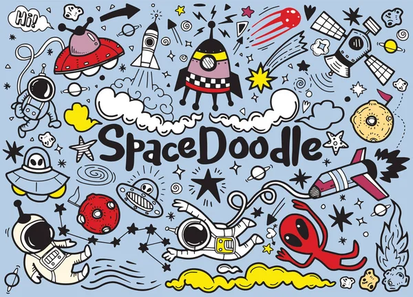 Elle Çizilmiş Alanı Öğeleri Desen Alan Arka Plan Uzay Doodle — Stok Vektör
